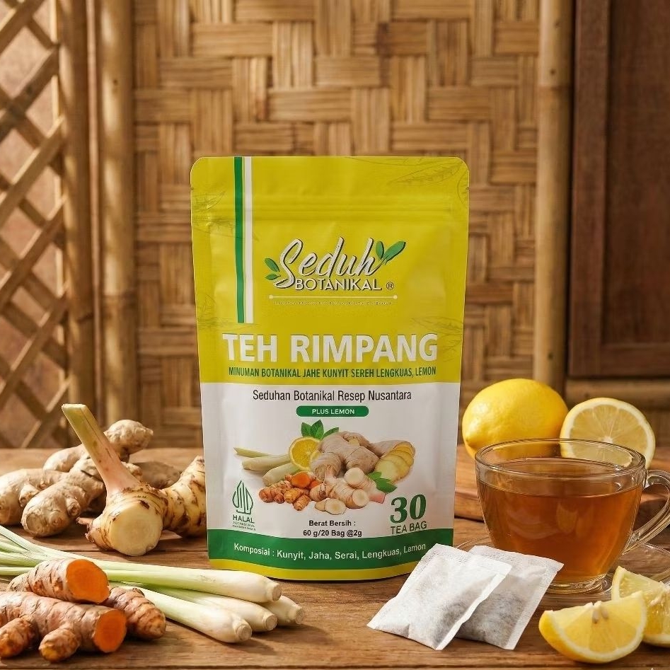 SEDUH BOTANIKAL Teh Rimpang (Plus Lemon) | 30 Tea Bag | Diet Detox Pelangsing JSR dr Zaidul Akbar