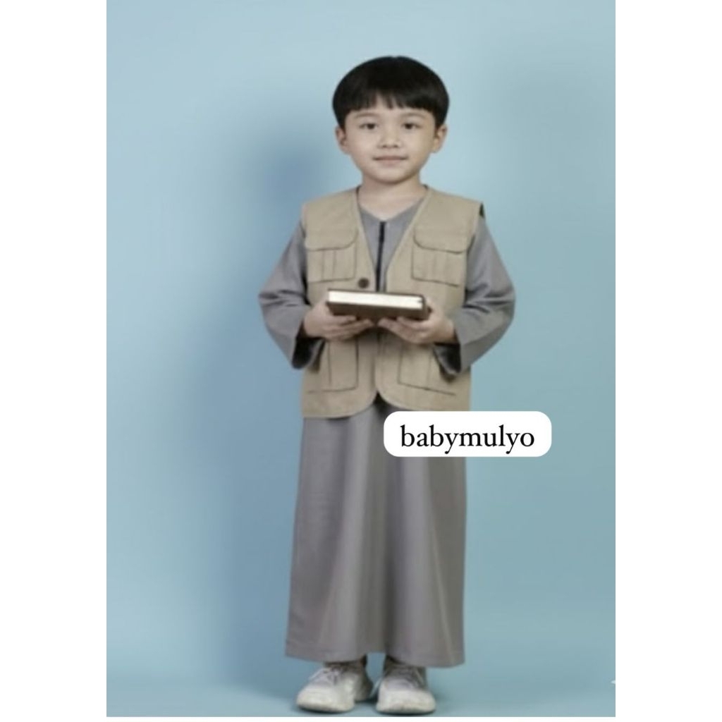 JUBAH GAMIS ROMPI ANAK//jubah umroh haji anak //gamis jubah rompi anak //jubah lebaran //set muslim 