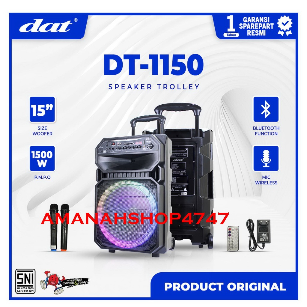 DAT Speaker DT 1150 Trolley 15 Inch Bluetooth Mic DAT DT1150 ORIGINAL