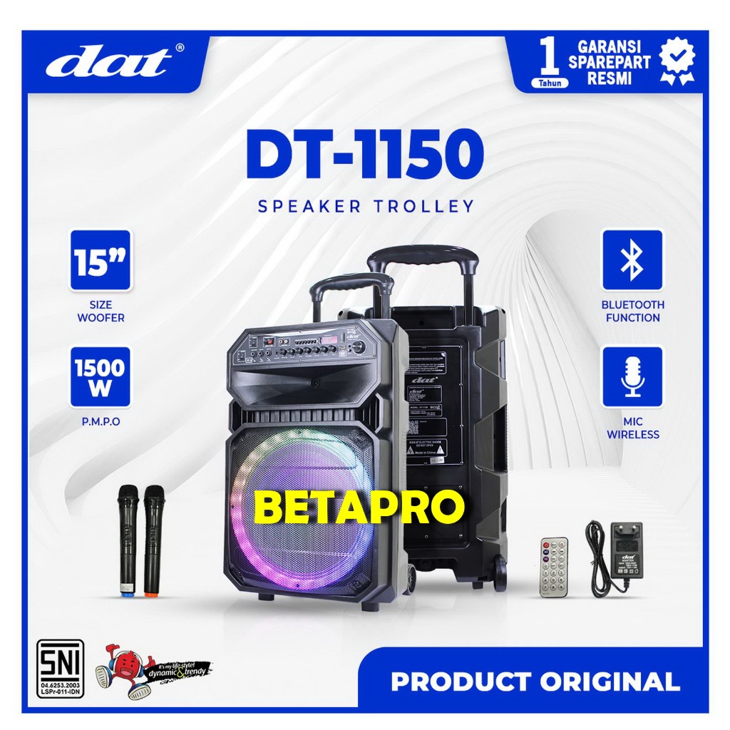 DAT Speaker DT 1150 Trolley 15 Inch Bluetooth Mic DAT DT1150 ORIGINAL