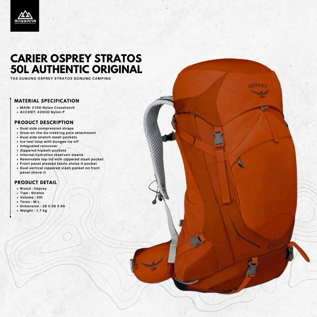 Carrier Osprey Type Stratos 50Liter Orange & Navy