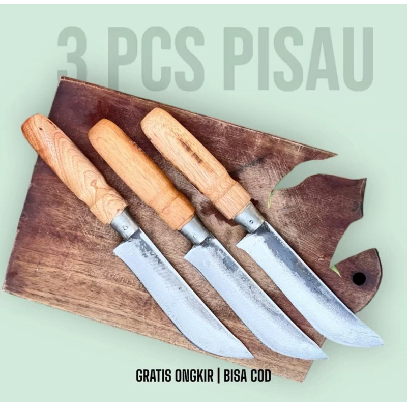 Promo 3 Pisau Dapur Tajam Bahan Baja Per Premium