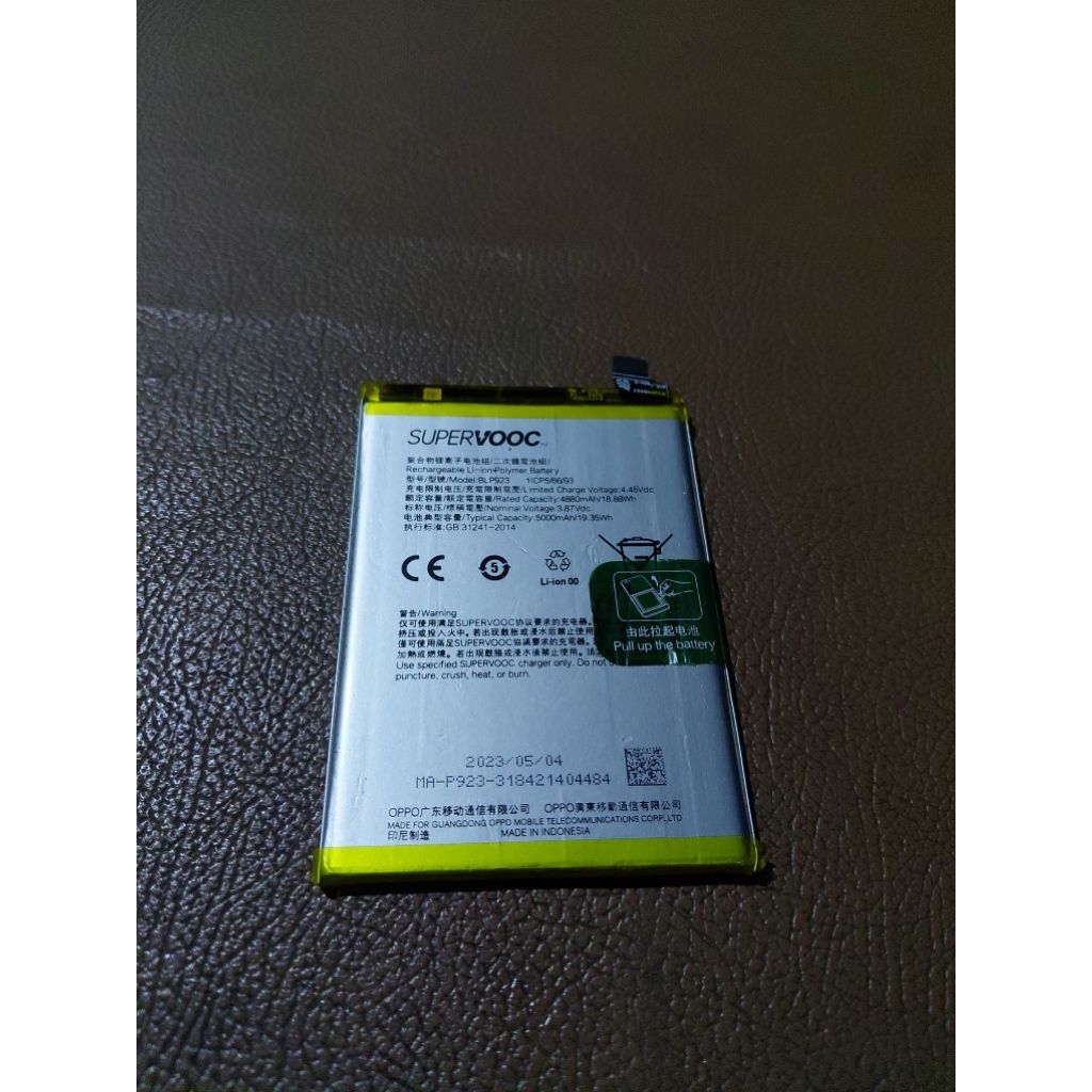 BATRE BATERAI BATTERY OPPO A57 2022 BLP923 SUPERVOOC ORIGINAL COPOTAN TESTED NORMAL GARANSI