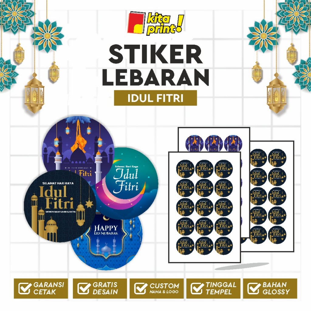 Stiker Toples Kue Lebaran - Stiker Toples kue kering Lebaran Idul fitri Stiker Hampers Lebaran Custo