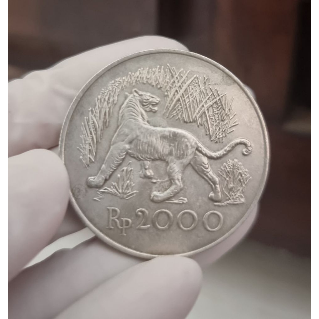 Koin Perak Silver CB 2000 rupiah tahun 1974 Mahar Nikah Mas Kawin Koleksi Coin Logam Bekas Lama Kuno