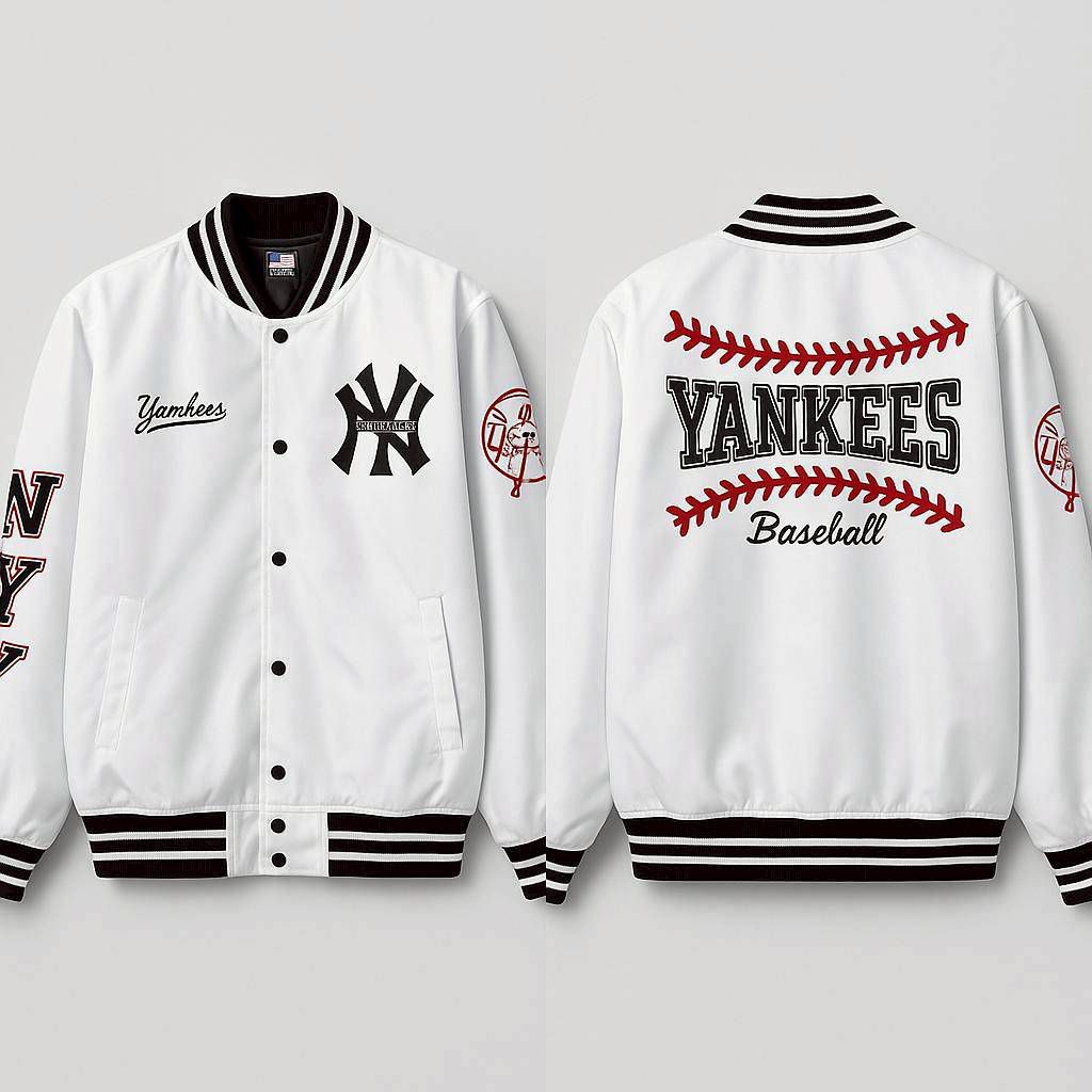 Jaket Varsity Baseball MLB NY New York Yankees Pria Wanita Premium Full Bordir