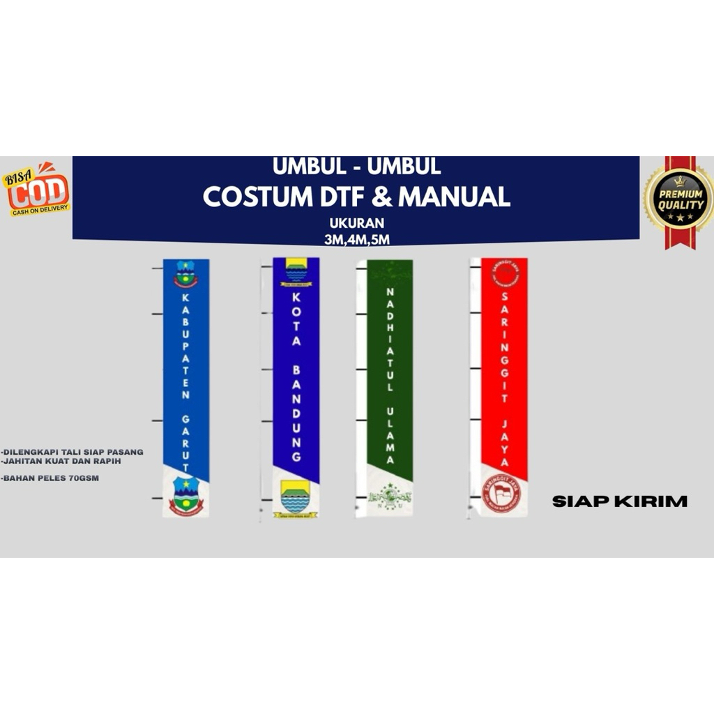 Bendera Umbul - Umbul Custom Sablon DTF, Manual Murah Berkualitas