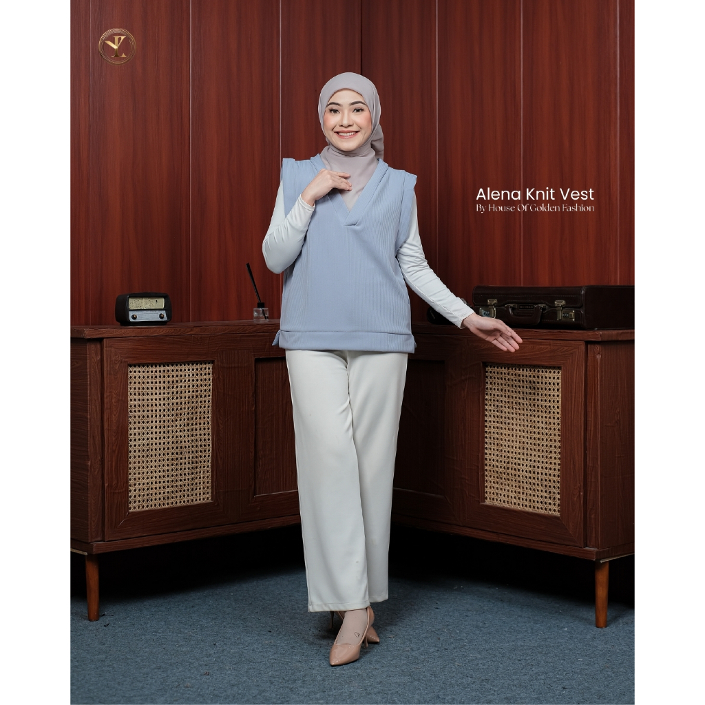 Alena Knit - Vest Rajut Polos Atasan Wanita Bahan Knit By House Of Golden Fashion