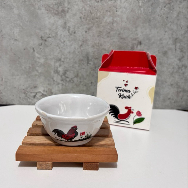 Souvenir pernikahan mangkok mini ayam jago