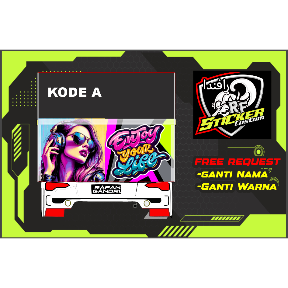 stiker decal PINTU bak truk canter hino giga