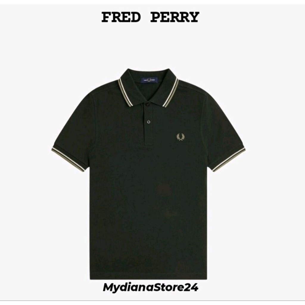 FRED PERRY - FRED PERRY TWIN TIPPED FRED PERRY SHIRT - NGHGRN/LECR/OLMN