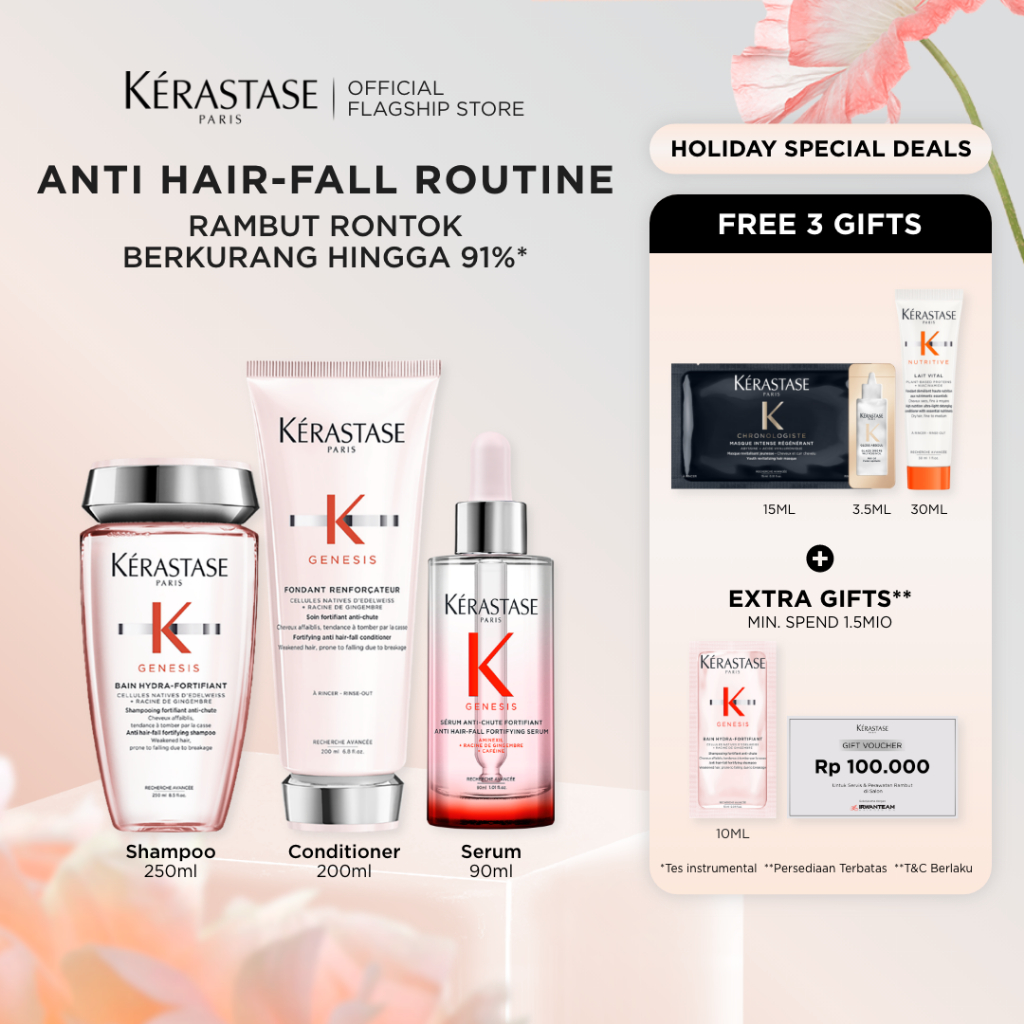 Kerastase Anti Hair Fall Set - Shampoo Genesis Hydra 250ml, Kondisioner Genesis 200ml & Serum Genesi