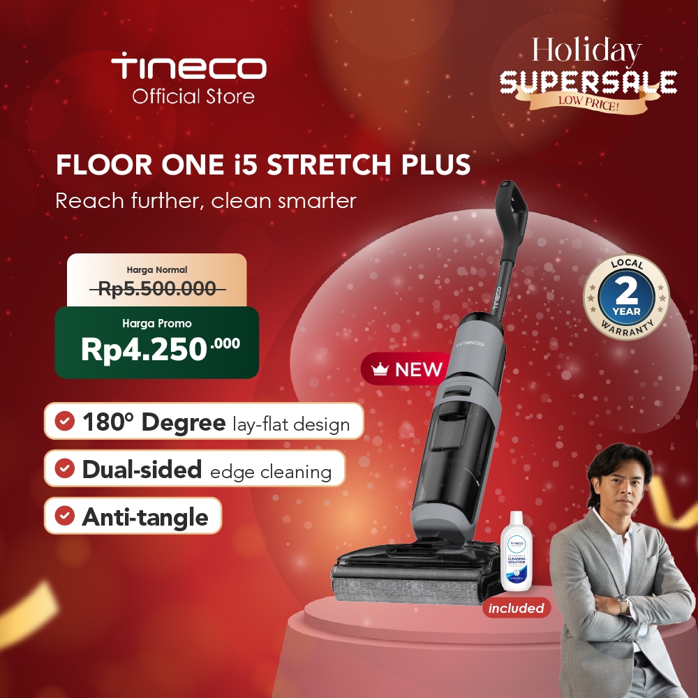 Tineco Floor One i5 Stretch Plus Smart Wet Dry Cordless Vacuum Cleaner Vakum Penghisap Debu