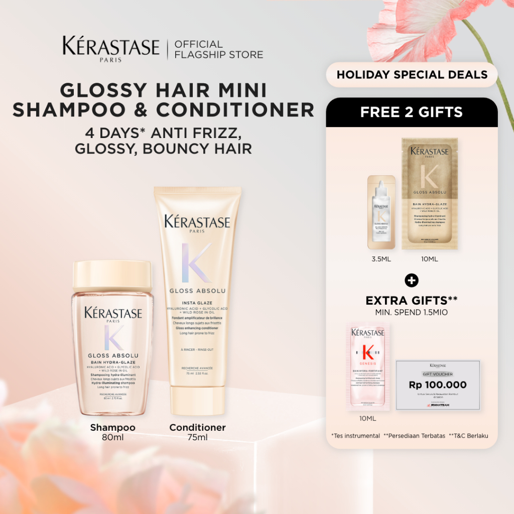 [New Launch] Kerastase Gloss Absolu Glossy Hair Trial Set Duo - Bain Hydra Glaze 80ml & Fondant Inst