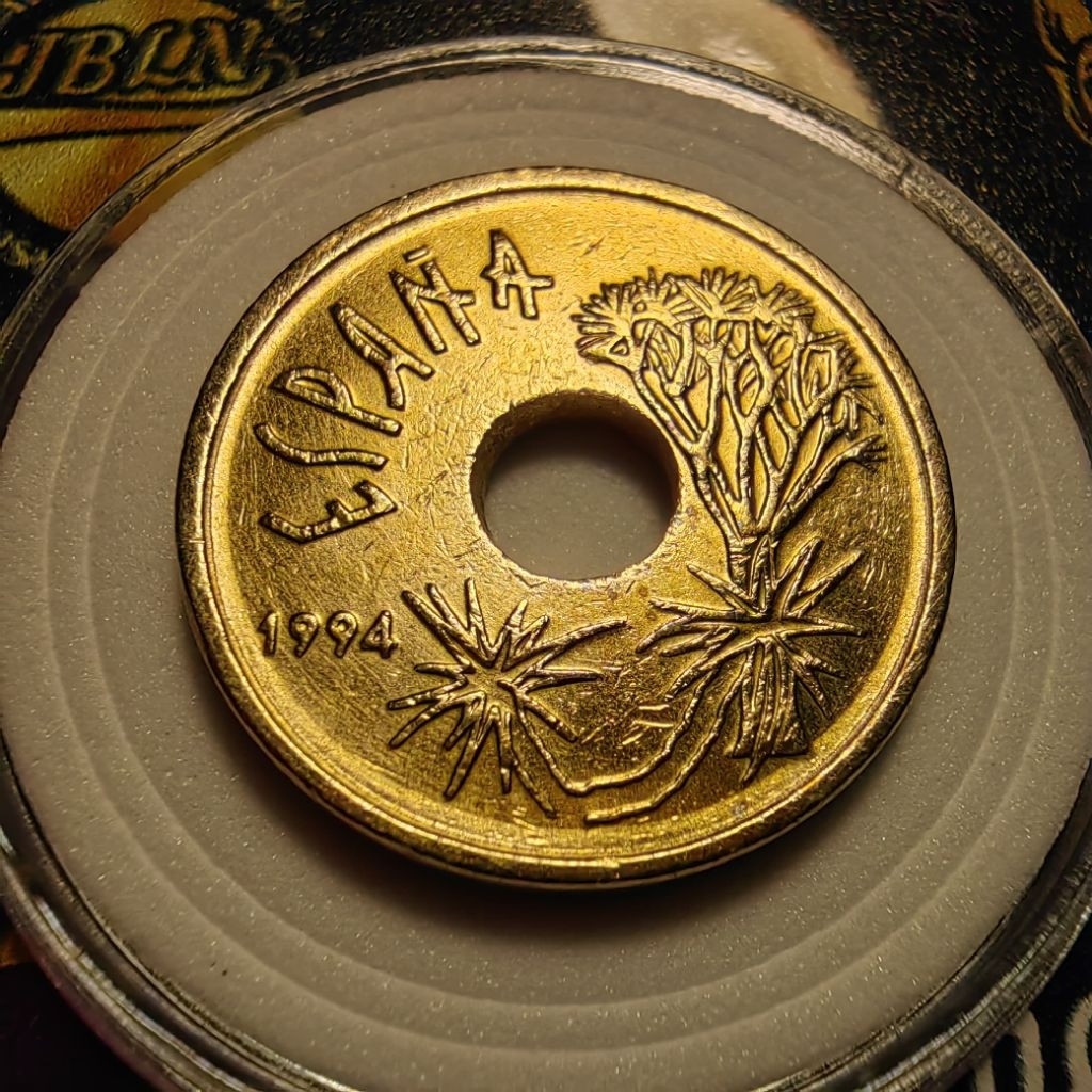 spanyol 25 peseta pilihan dengan pelindung koin