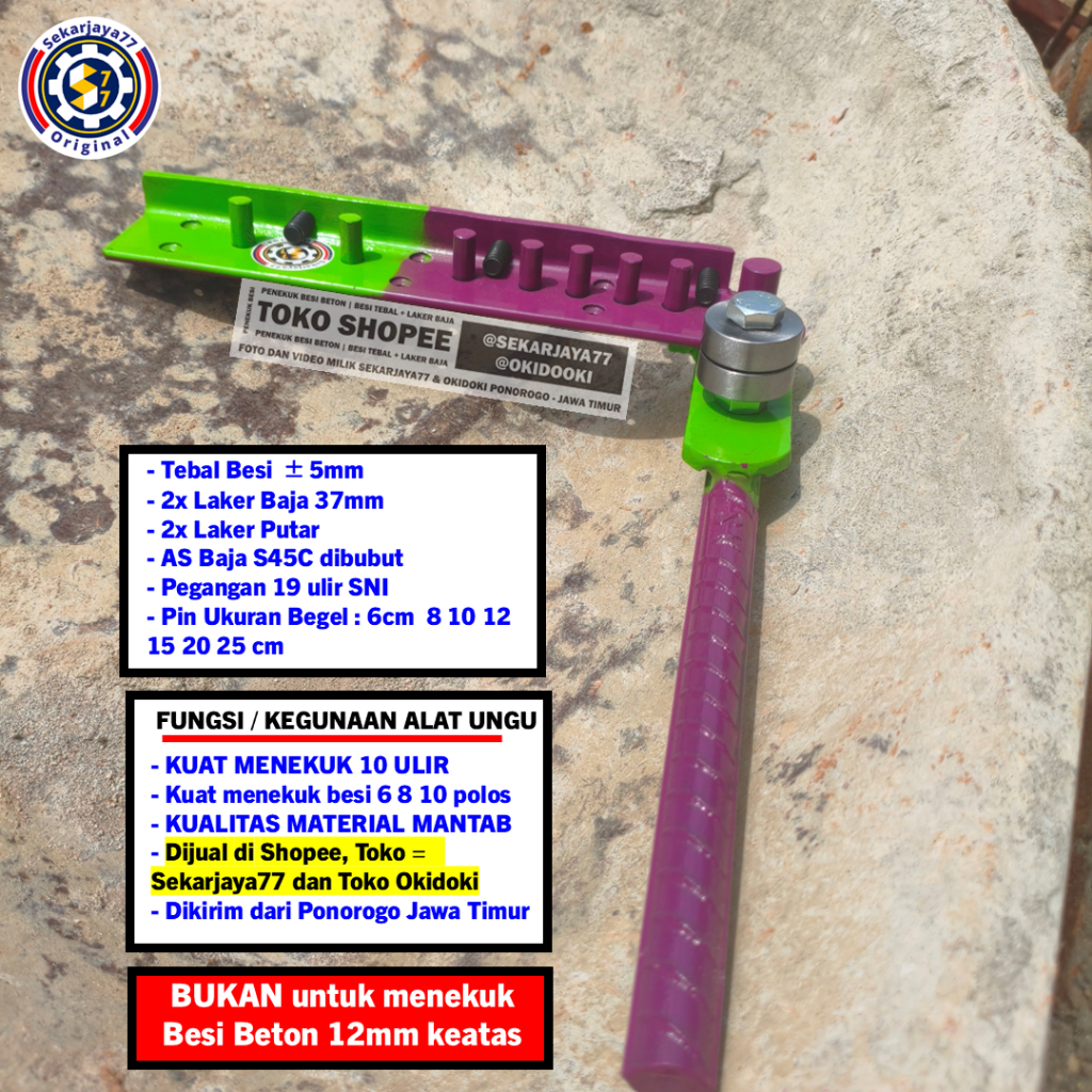 SEKARJAYA77 Alat Bekuk Besi 10 Ulir 8 6 mm | Plat Besi 5mm | 2x Laker Baja | Pegangan 19 Ulir SJUe06
