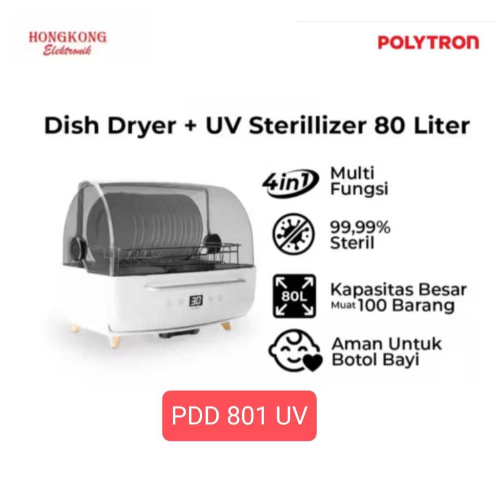 Polytron Kitchenmate UV Dish Dryer 80L Aman Bayi PDD 801 UV