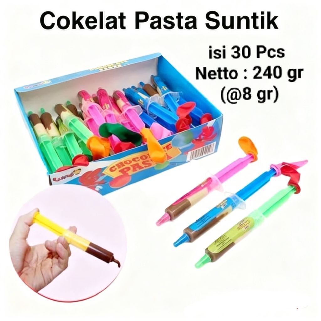PERMEN Chocolate Pasta Free Suntikan + balon 30 pcsMakanan viral jajanan Snack makanan anak laki-lak