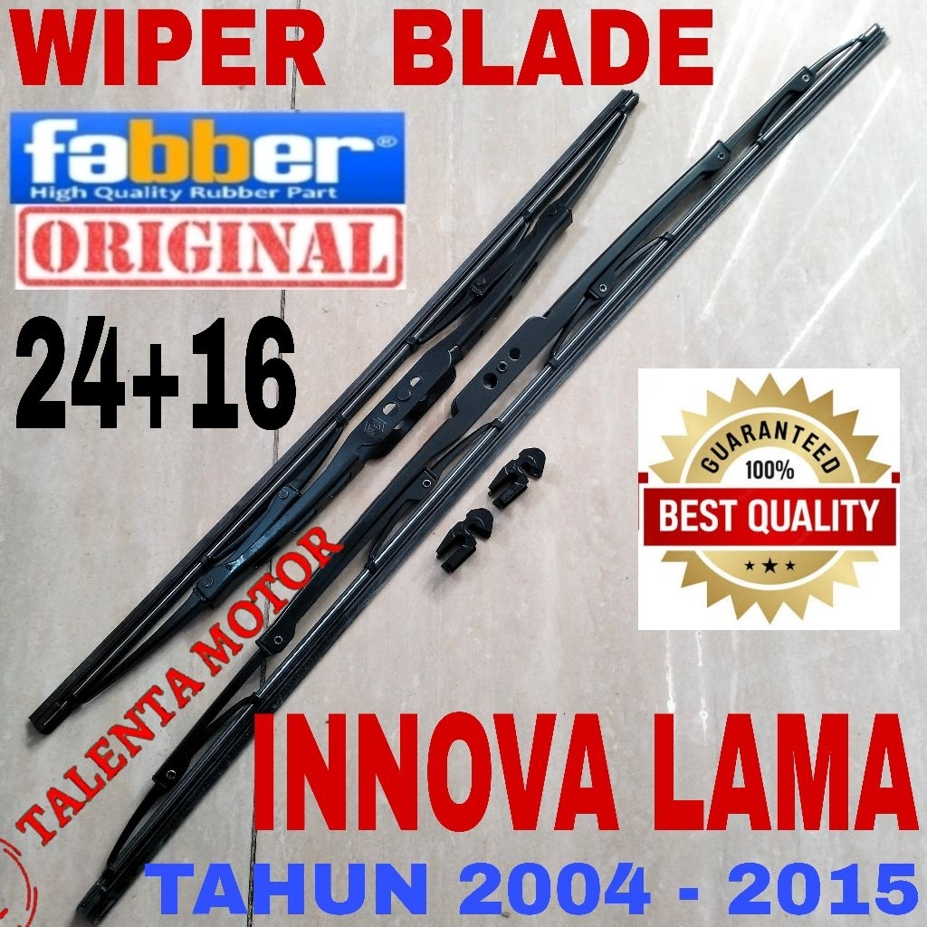 SEPASANG KARET WIPER BLADE KACA DEPAN INNOVA LAMA MERK FABBER ORIGINAL
