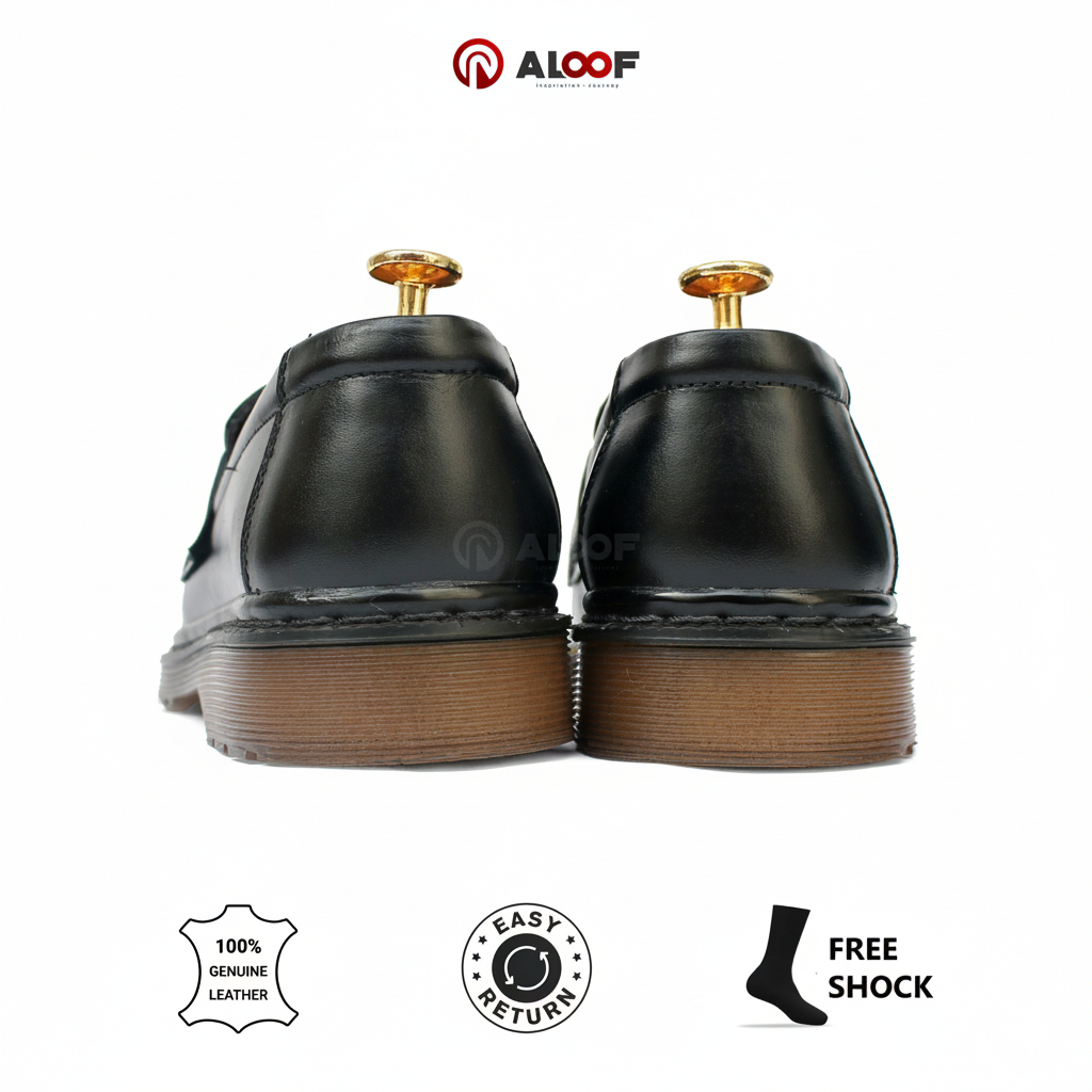 Terbaru 38-45 Aloof Penny Hitam - Sepatu Loafers Pria Kulit Asli Slip On Original Indonesia