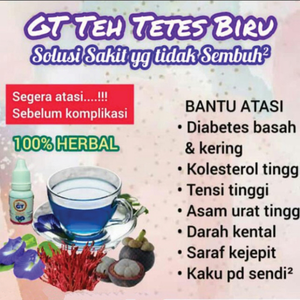 Teh GT Teh Biru ORI Ekstrak Bunga Telang GarudaQu Tea BPOM - 1 Botol Isi 15ml