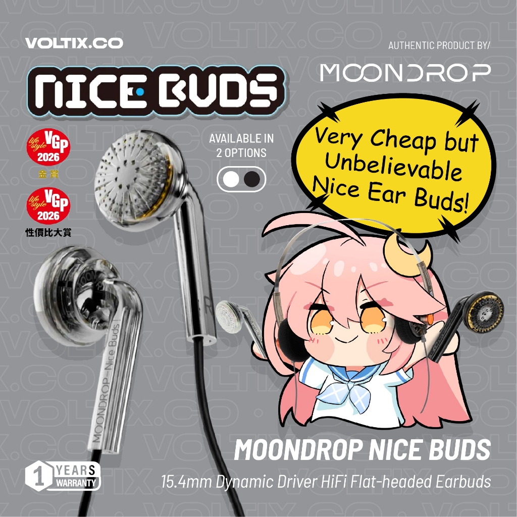 Moondrop NICEBUDS Nice Buds 15.4 Large Dynamic Driver Earbud Earphone Garansi Resmi INTIUM