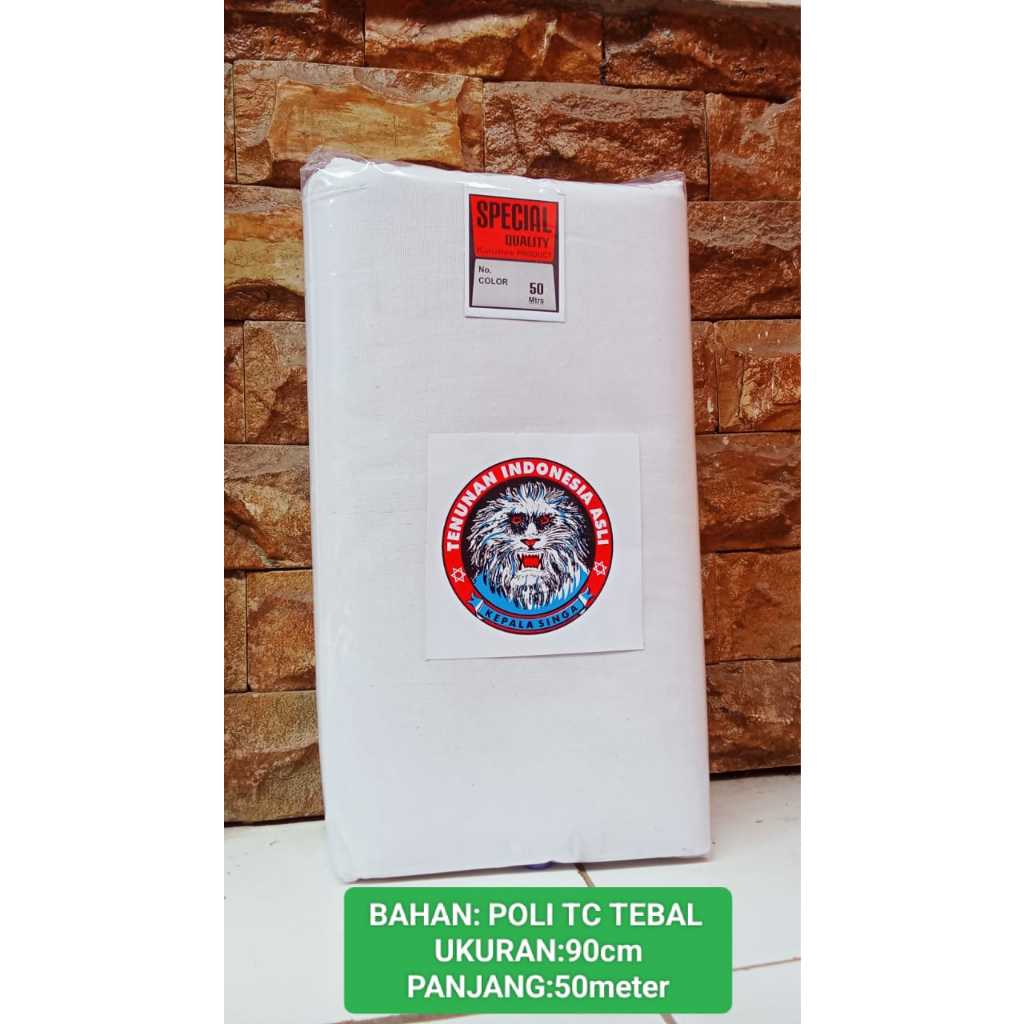 Kain kafan cap singa poly tc L.90cm x P,50 meter + kapas 1pcs 250grm