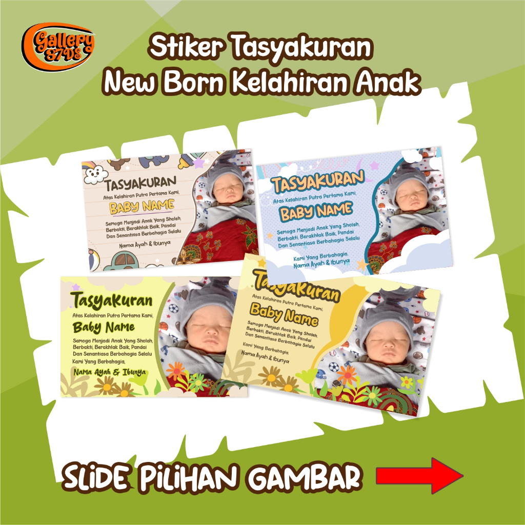 Stiker Label Tasyakuran Kelahiran Bayi / Aqiqah - Custom Foto & Nama Anak
