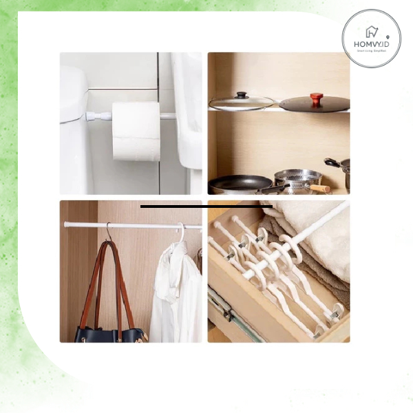 HL0770 Tiang Fleksibel Tiang Gorden Kolong Dapur Tiang Tanpa Paku Tiang Serbaguna untuk Gorden Lemar