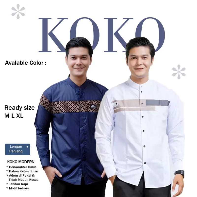 Baju Koko Pria Lengan Panjang Motif Kobata Kombinasi Batik Dan Yordan Simple Terbaru 2025