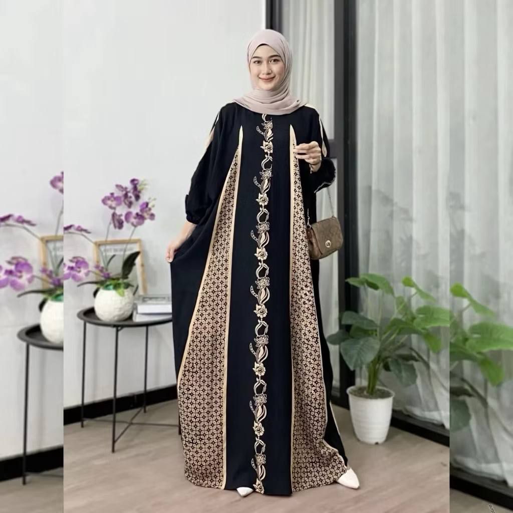 (BISA COD) GAMIS KAFTAN SUPER JUMBO LD 145 PB 137 BUSUI BAHAN RAYON TEBAL