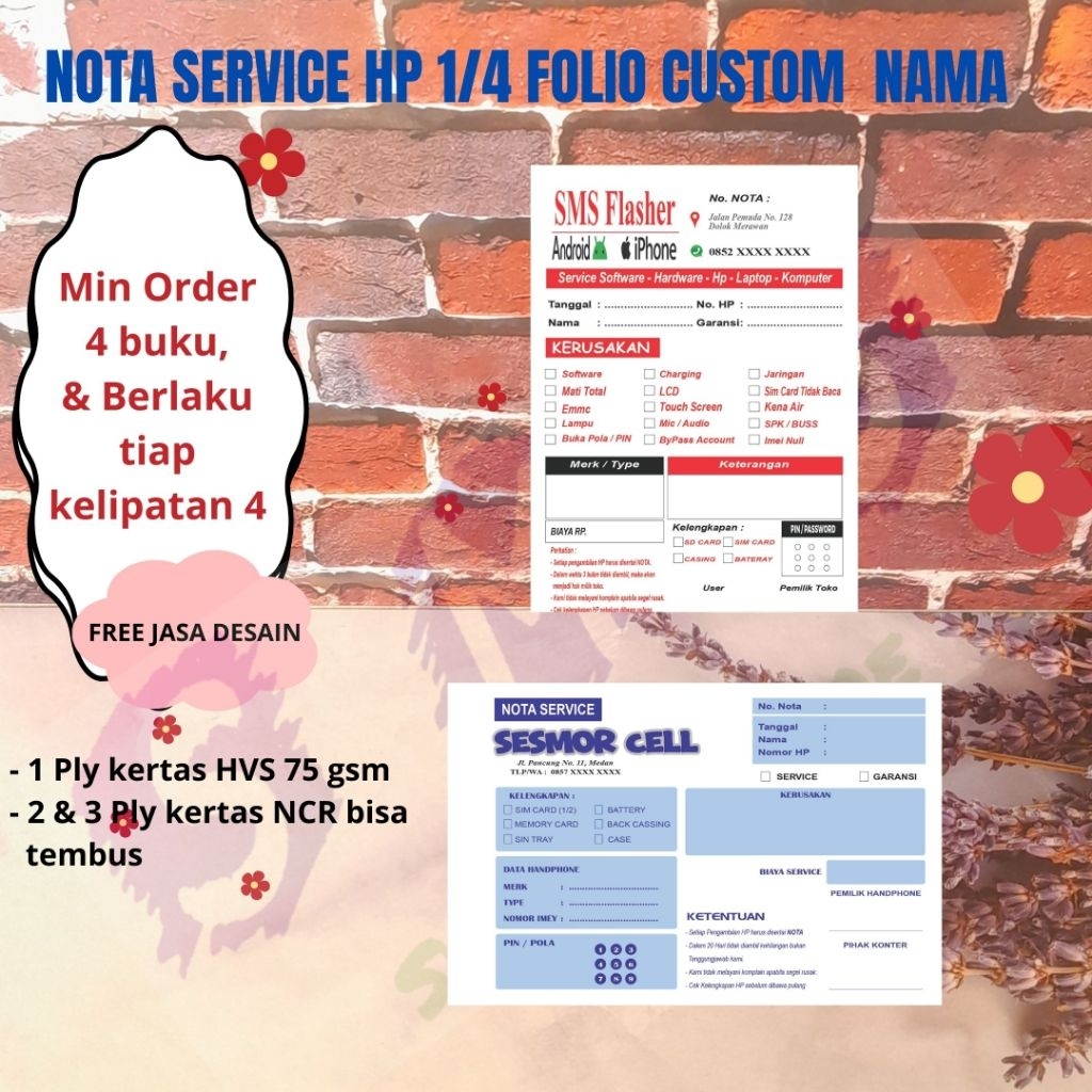 CETAK NOTA SERVICE HP CUSTOM