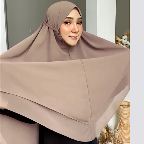 HIJAB KHIMAR SYARI JUMBO BERGO TALI CERUTY 2 LAYER PREMIUM
