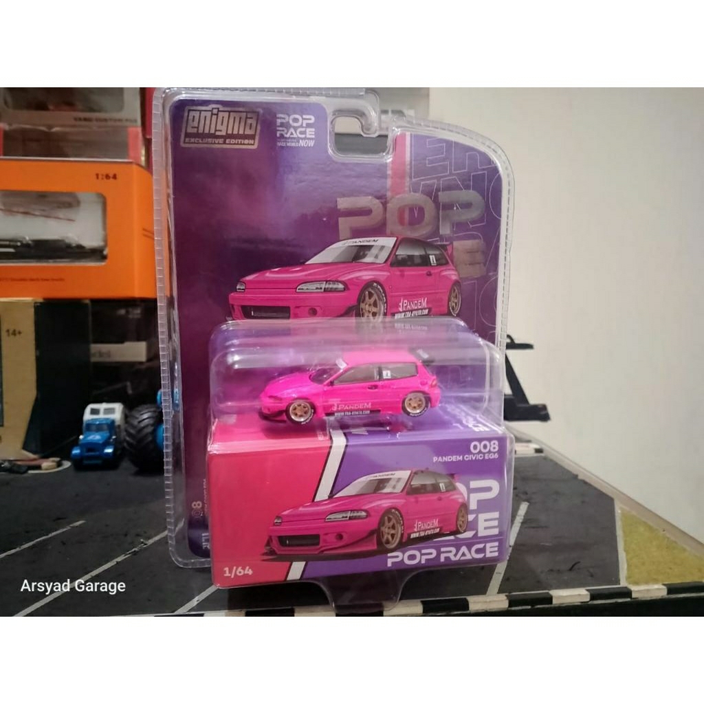 Diecast Poprace Pop Race Pandem Honda Civic EG6 Pink Blister