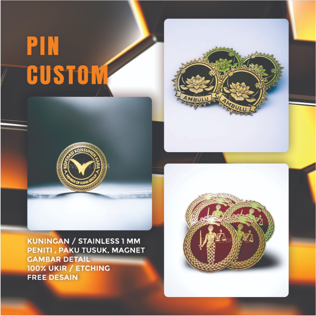 Pin Custom logo Kuningan,Stainless