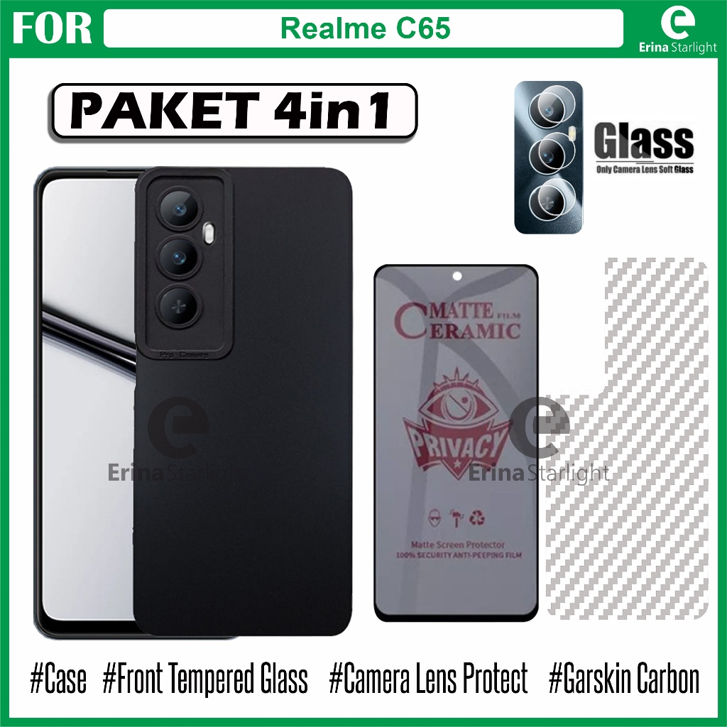 Paket Lengkap Case Realme C65 C65 5G Case Macaron Bonus Tempered Glass Full Layar