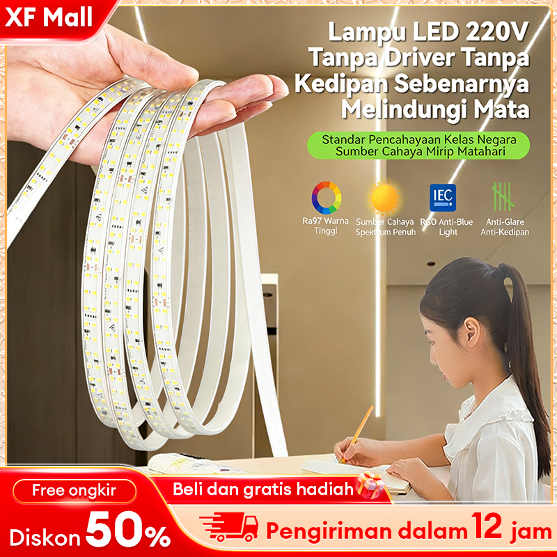 Lampu LED Strip Lampu Neon Fleksibel AC 220V 9M Lampu Hias Suasana
