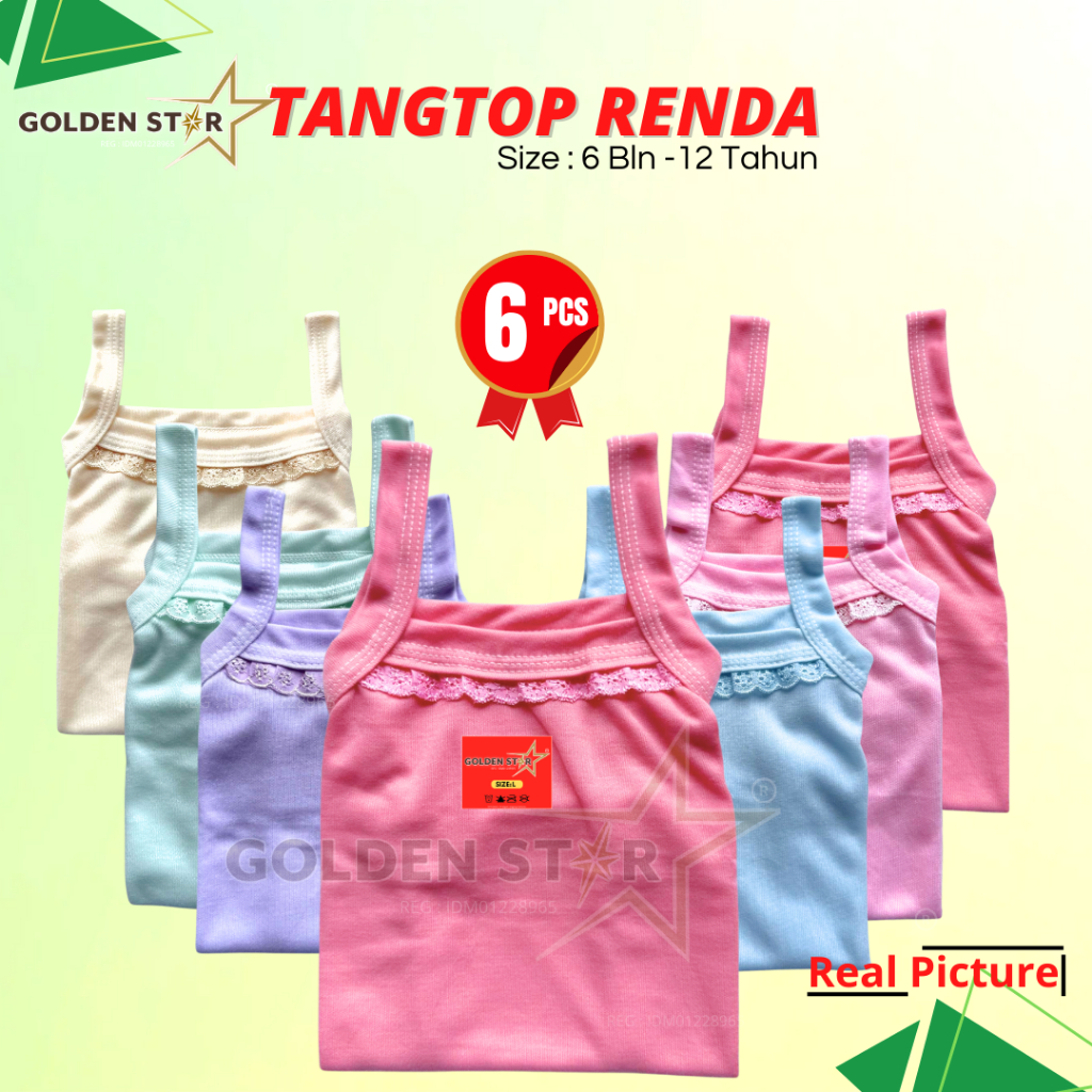 12 pcs tangtop renda  anak perempuan nyaman/tanktop anak perempuan lembut/tangtop anak perempuan 3 t