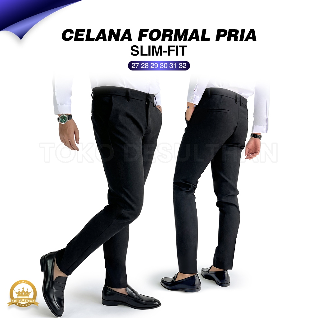 Celana Panjang Formal Pria Pakaian Laki Laki Kerja Kantoran Slimfit Polos Premium Original Clana Bah
