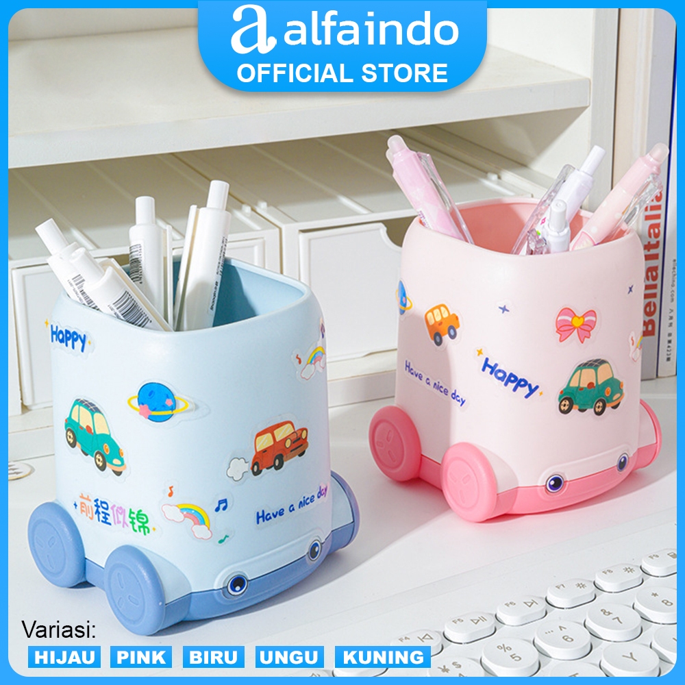 Tempat Pensil Lucu Bentuk Mobil Kartun Anak Tempat Alat Tulis Meja Belajar Organizer Unik - TPS001