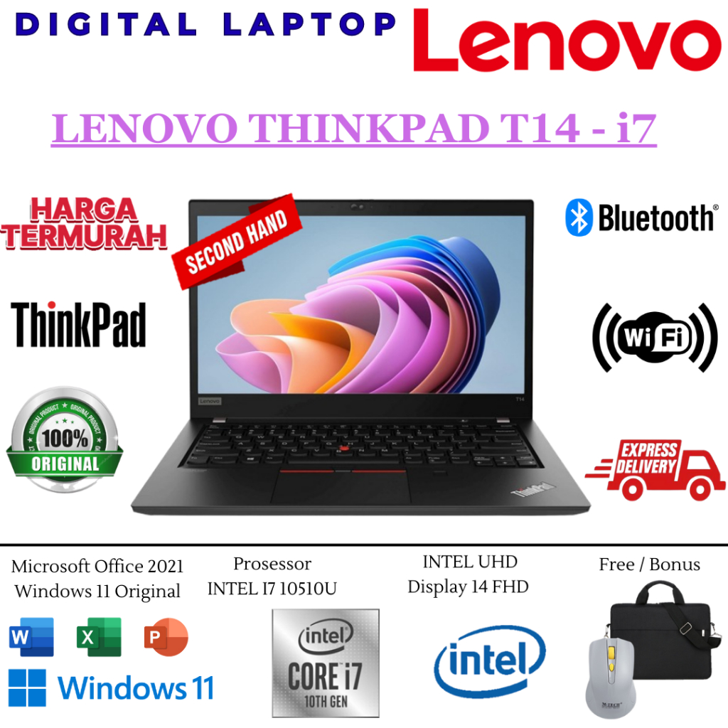 PROMO Laptop Lenovo Thinkpad T14 Intel i7 10510U | 10610U FHD Windows PRO