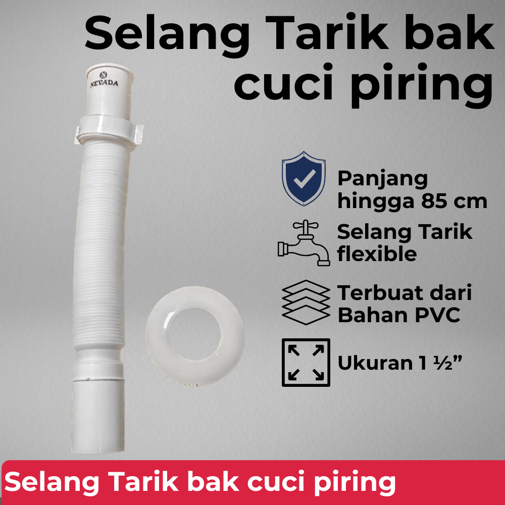 selang bak cuci piring / selang tarik pembuangan air bak cuci piring 1 lubang 1 1/2 inch NEVADA