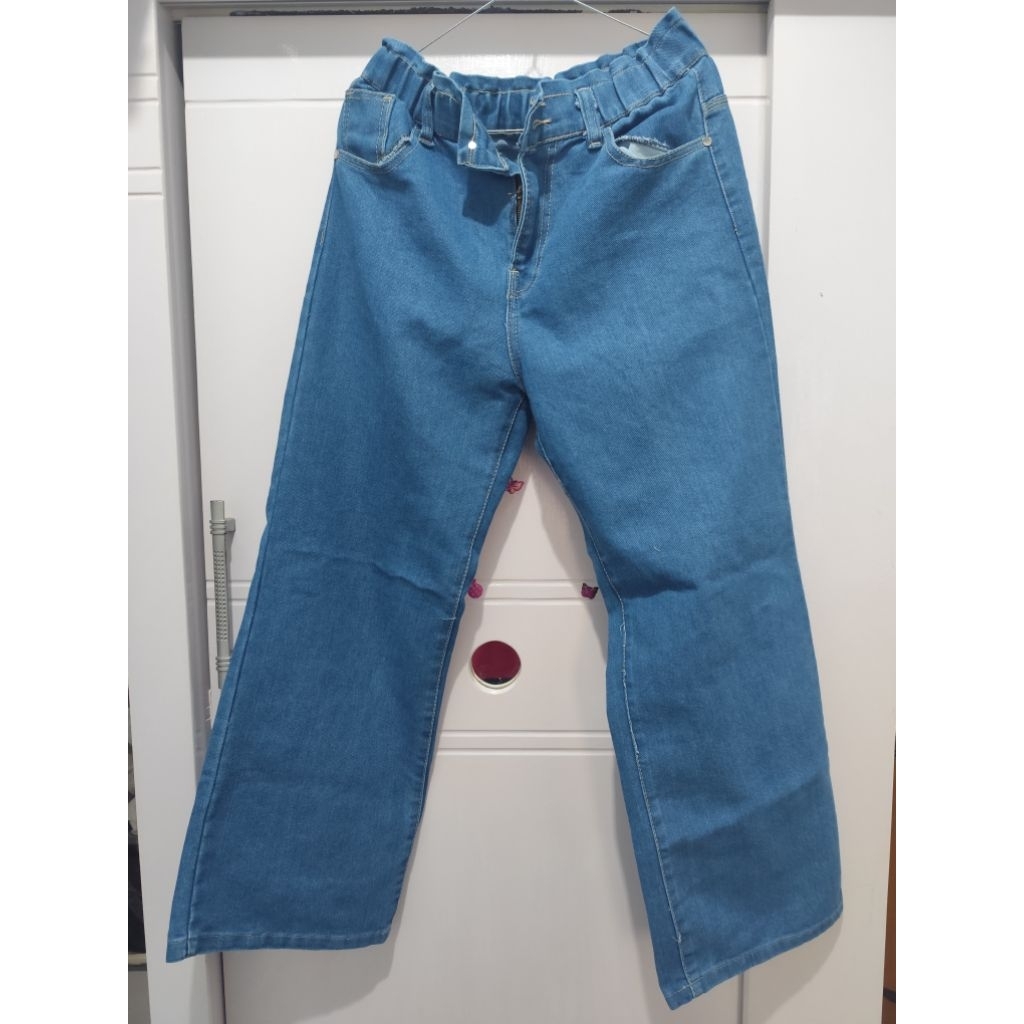 Jeans kulot pinggang karet