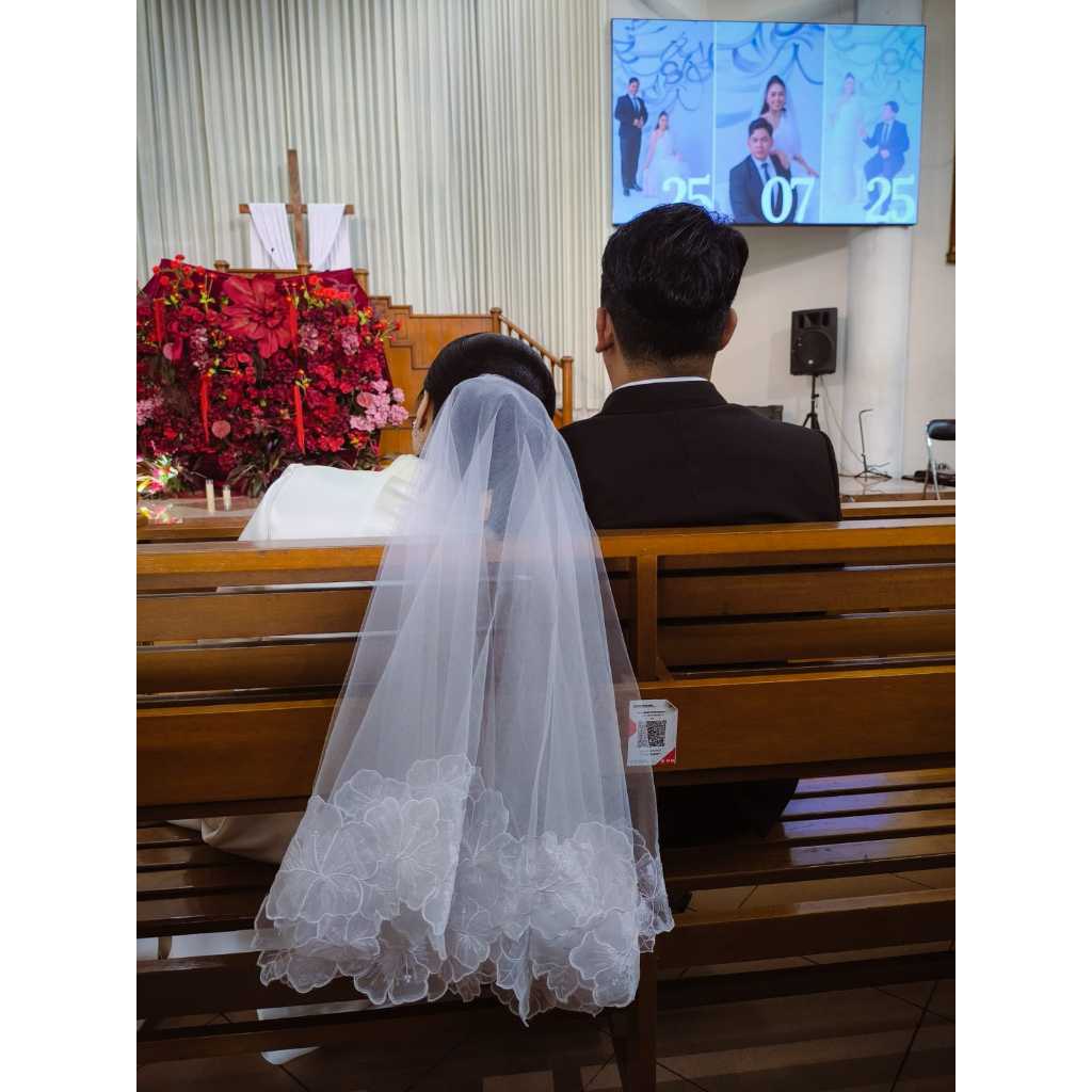 VEIL PINGGIRAN BUNGA veil bordir pinggiran bunga tudung pengantin wedding veil