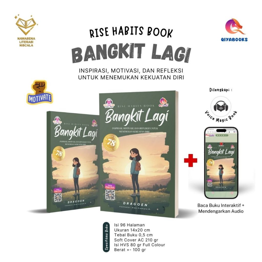 Buku Motivasi Bangkit Lagi | Rise Habits Book | 78 Inspirasi Harian + Voice Magic Book