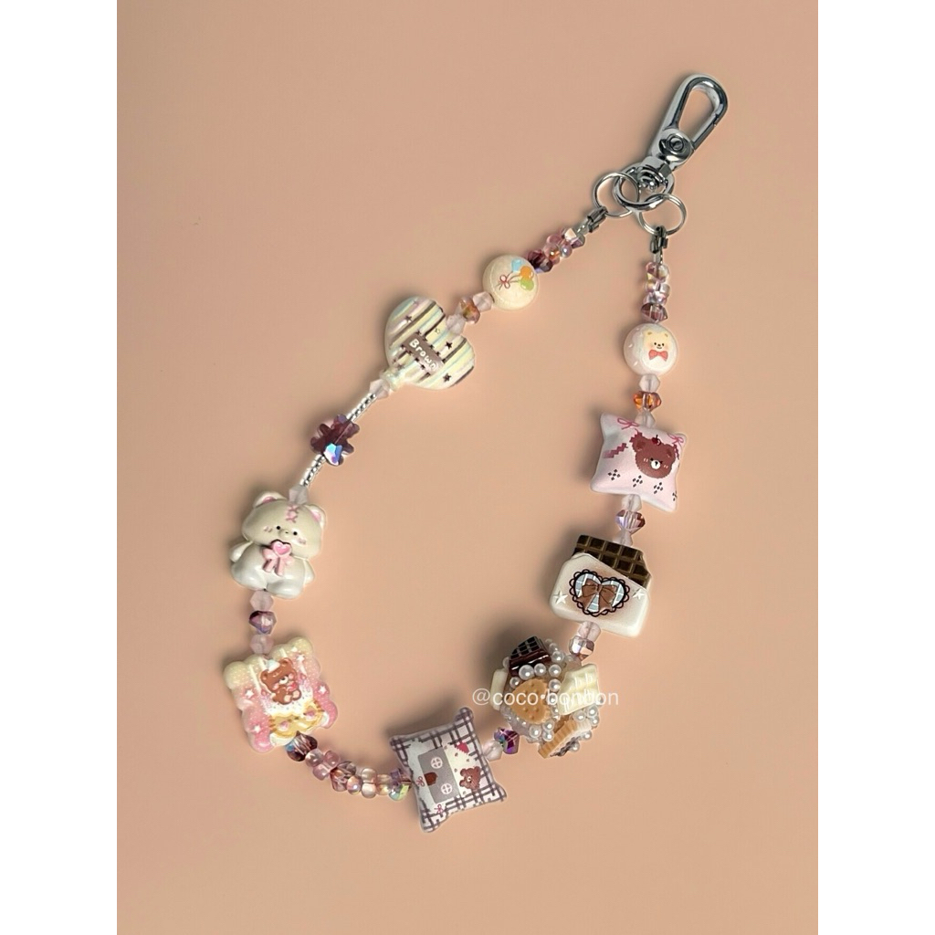 Bear Bag Charm / Bear Phone Charm / Bear Phone Strap / Charm Bear / Waffle Charm / Chocolate Charm