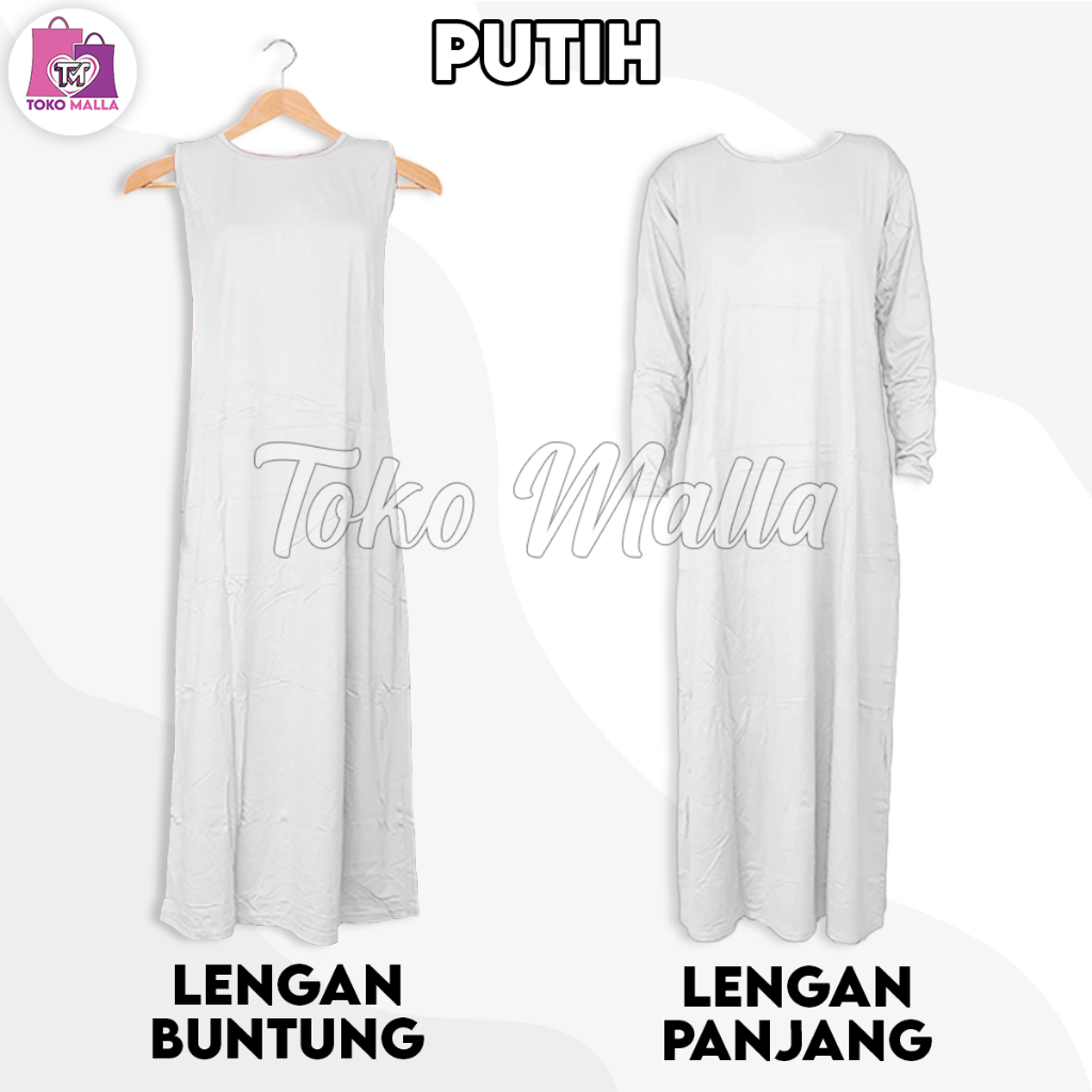 Tokomalla  Manset Baju Gamis Lengan Panjang & Buntung Inner Wanita Kerah Oblong  Bahan Rayon Dalaman