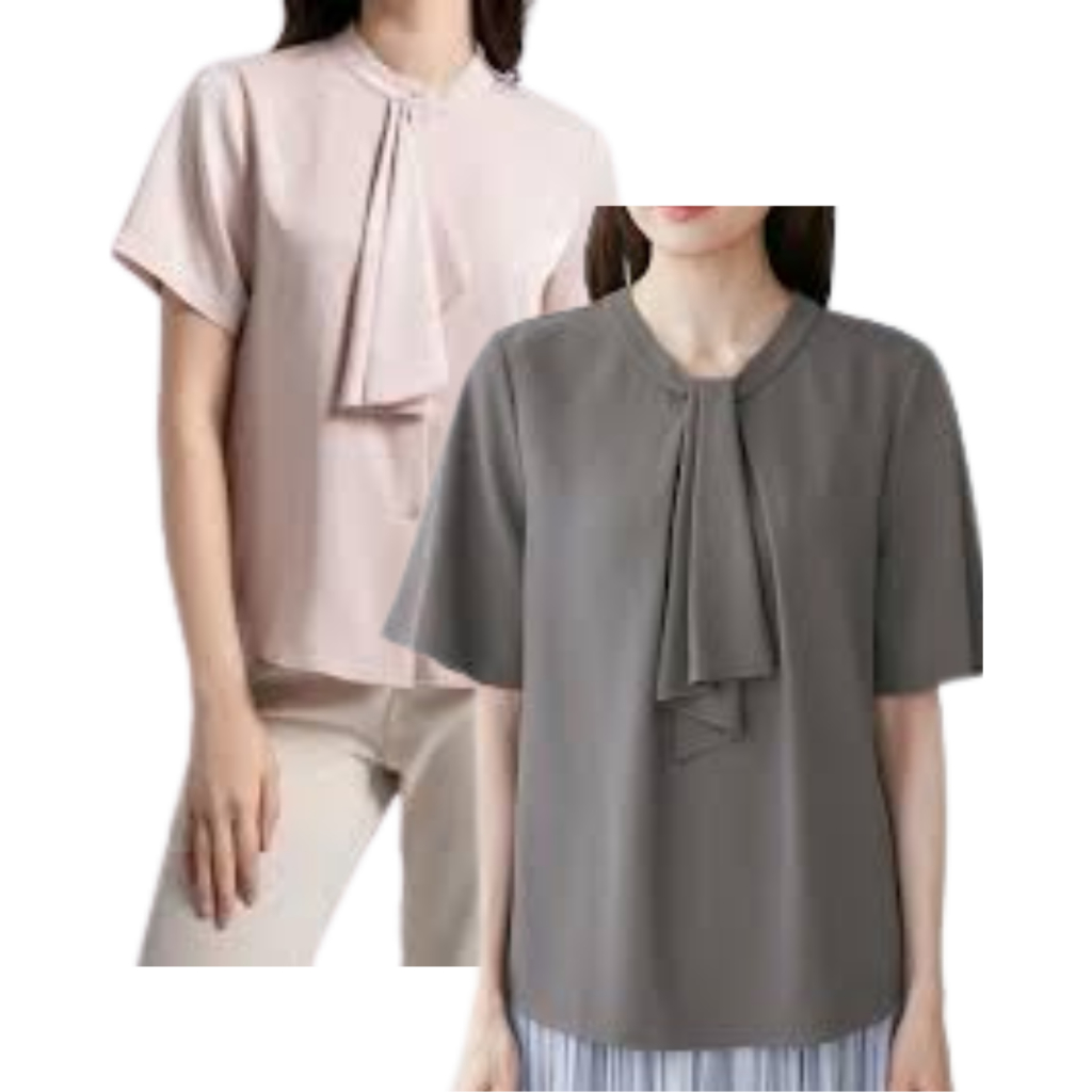 Blouse Wanita Lengan Pendek Dasi Depan Blus Lengan Pendek Dasi Blus Kerja Lengan Pendek KemejaWanita