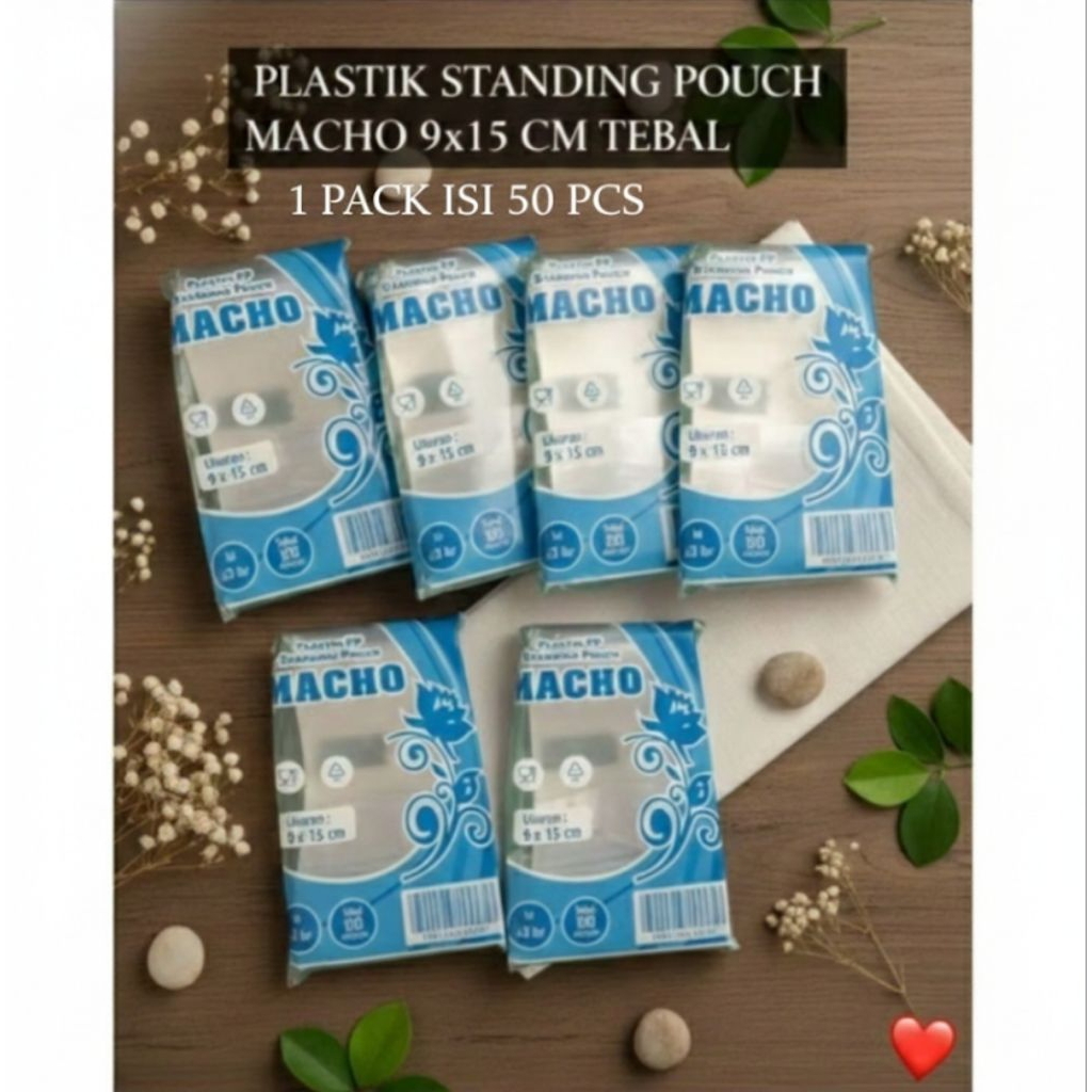 PLASTIK STANDING POUCH MACHO 9x15CM TEBAL 1 PACK ISI 50PCS