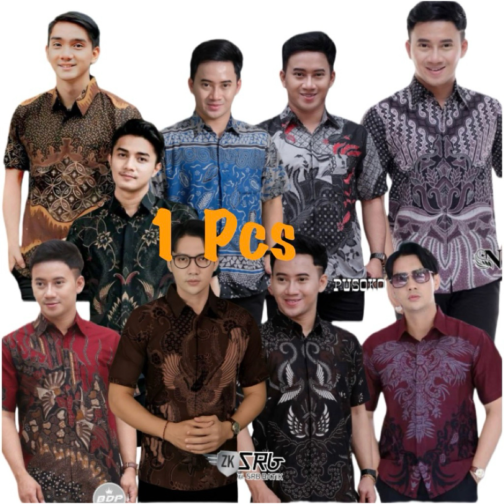 Baju Batik Pria / Batik pria / Kemeja Batik Pria Motif Batik M L XL XXL
